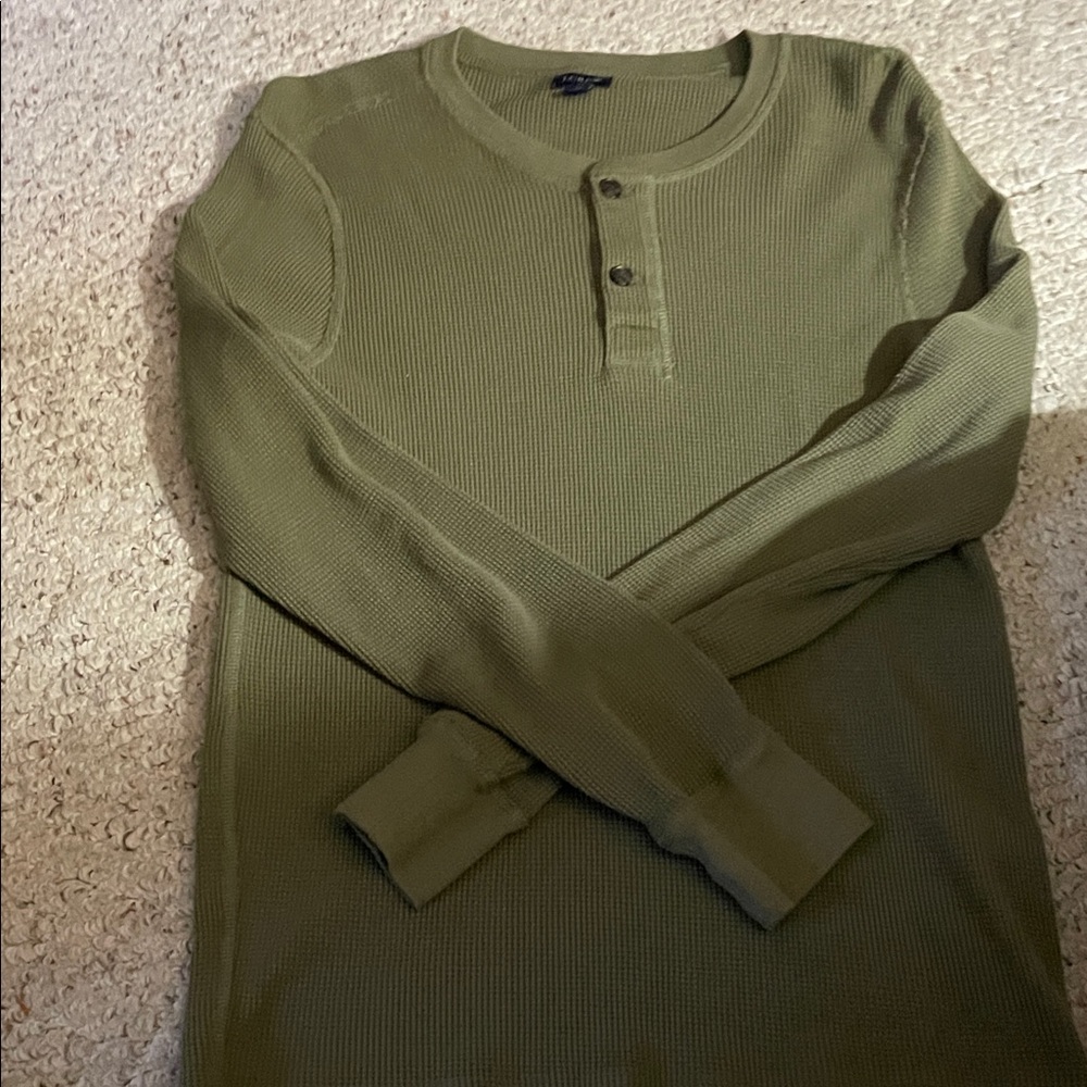 J. Crew Sage Green Waffle Knit Henley